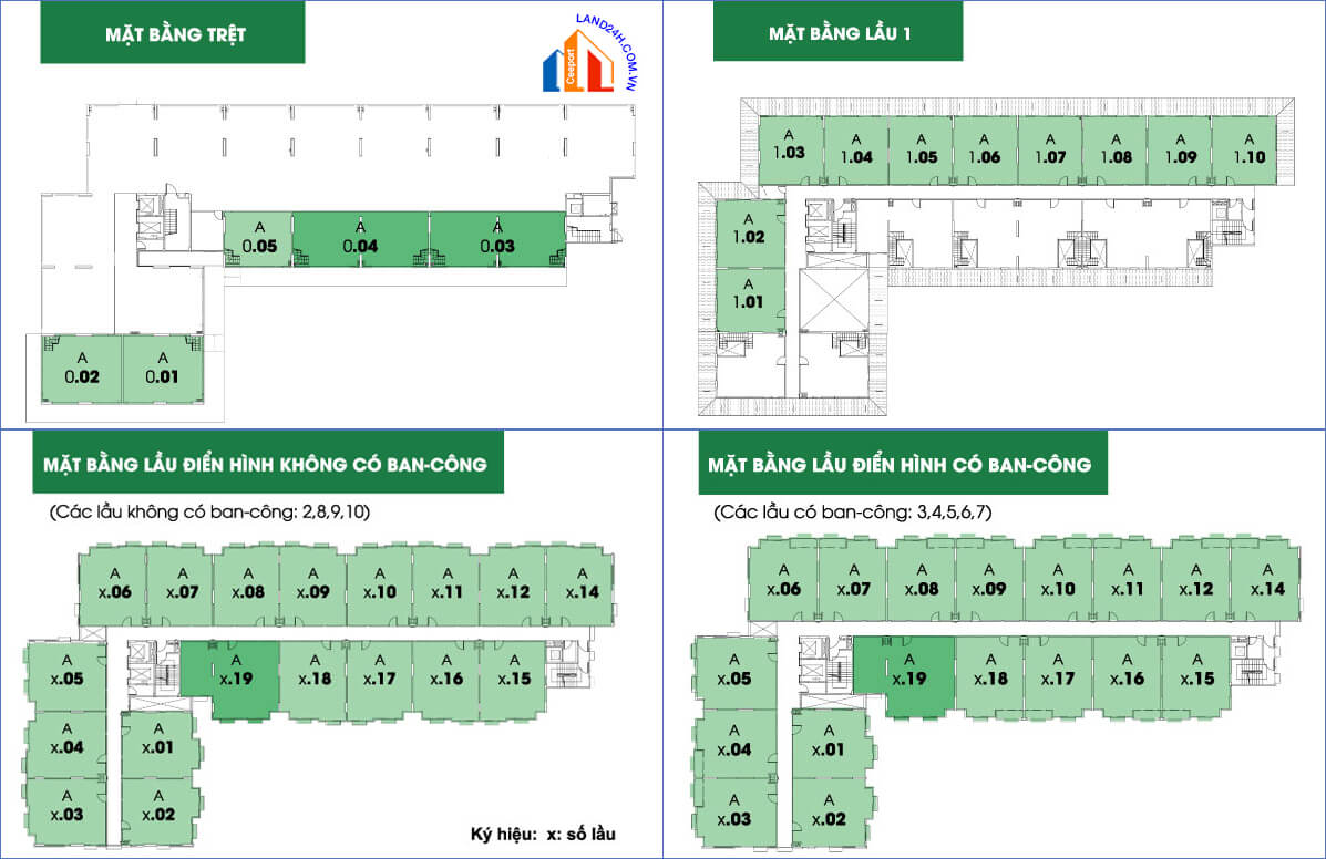 Mặt bằng block A0 chung cư Ehome 3